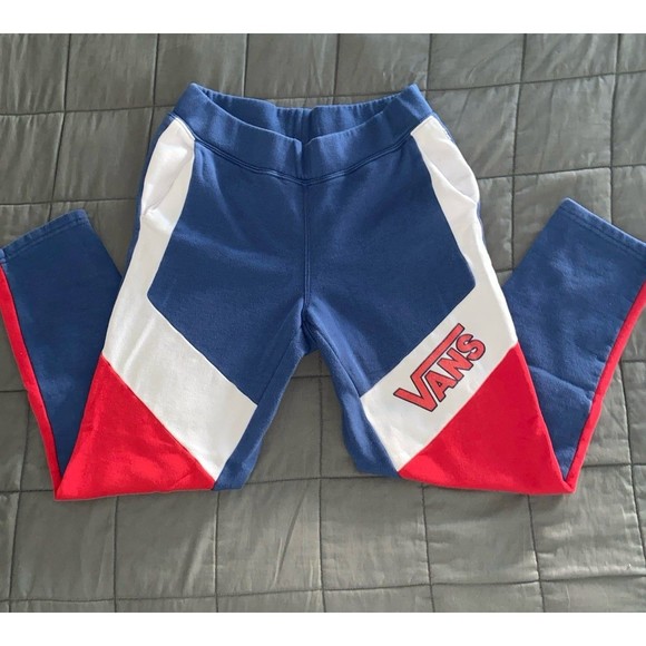 Vans Women's Colorblock Pants - Blue, White, and Red - Picture 1 of 5